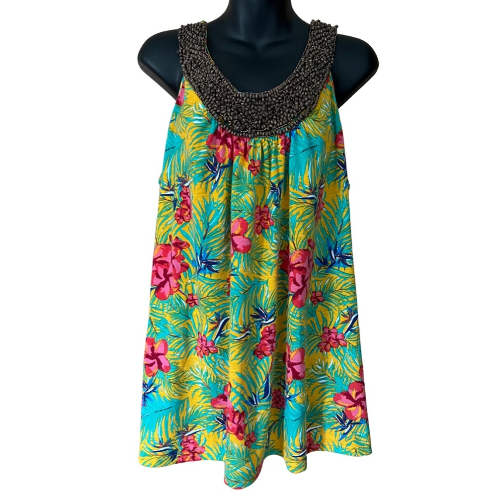 1X FLOWER AND BEAD FLOWING HALTER TOP SIZE
